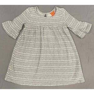 Joe Fresh Girls Dress Tunic 5T Gray White Cotton Pullover School Church Holiday